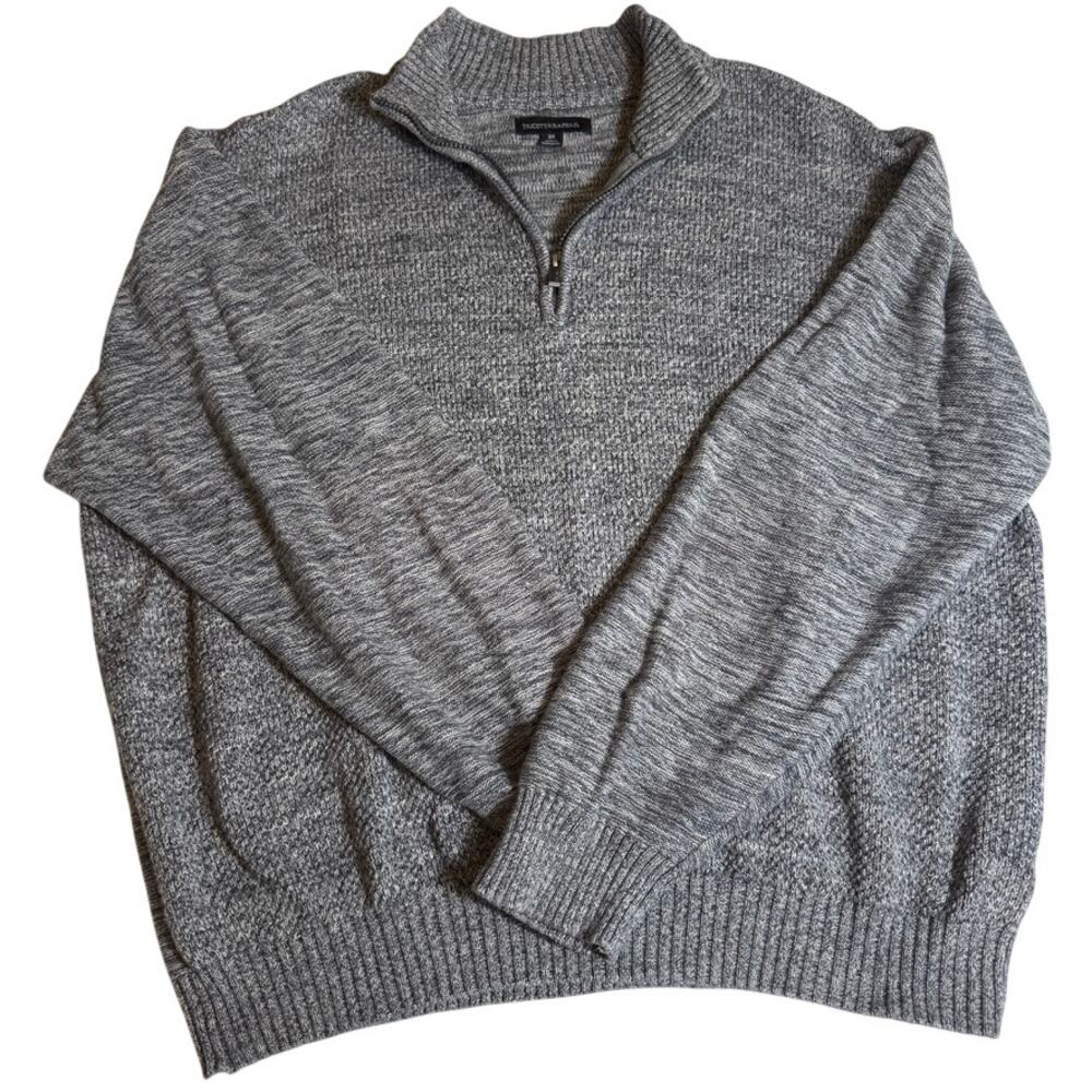 Tricots St. Raphael Men’s 3X Gray Cotton Quarter Zip Sweater Big & Tall